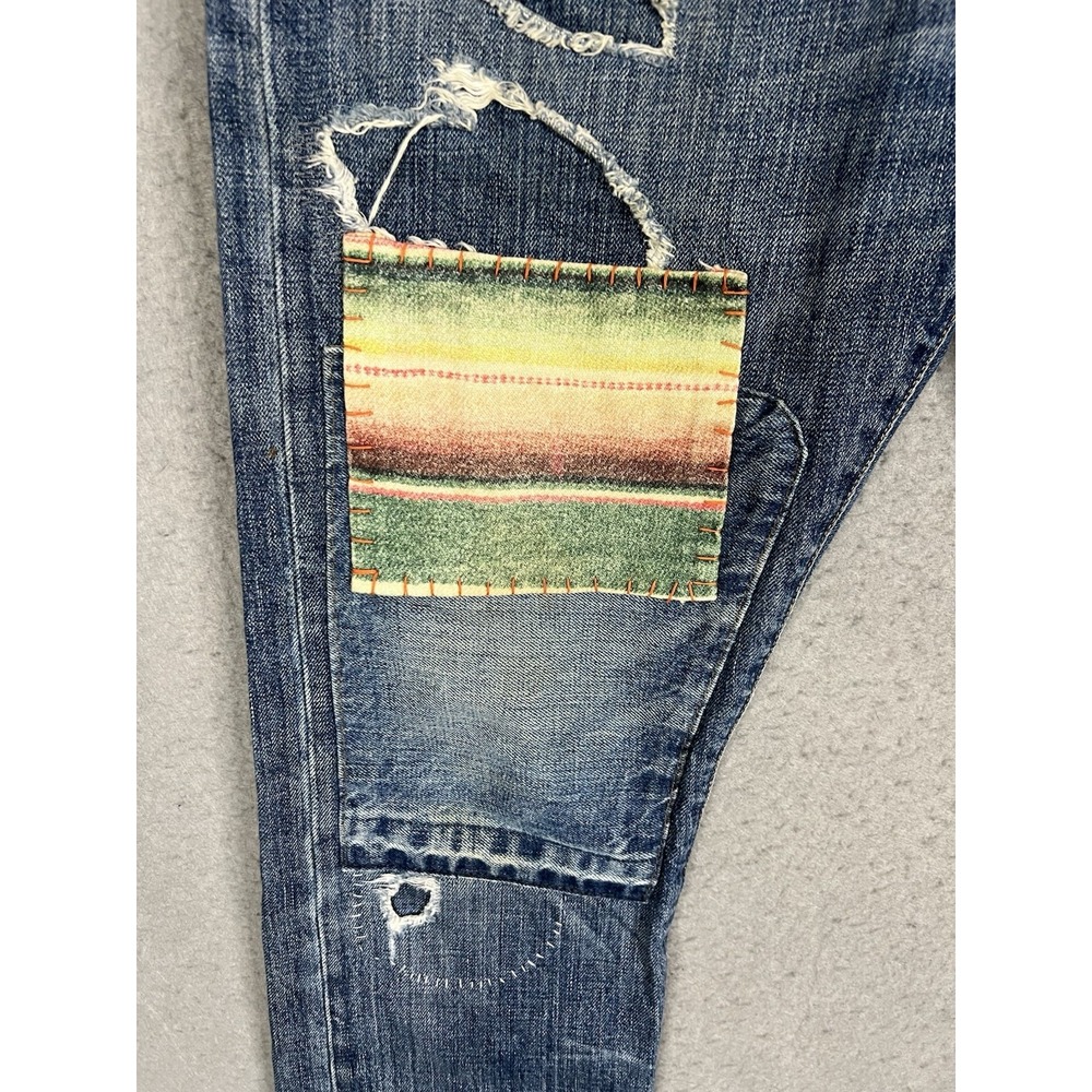 Polo Ralph Lauren Varick Slim Straight Distressed Serape Patchwork Mens 31x30 - Picture 7 of 16